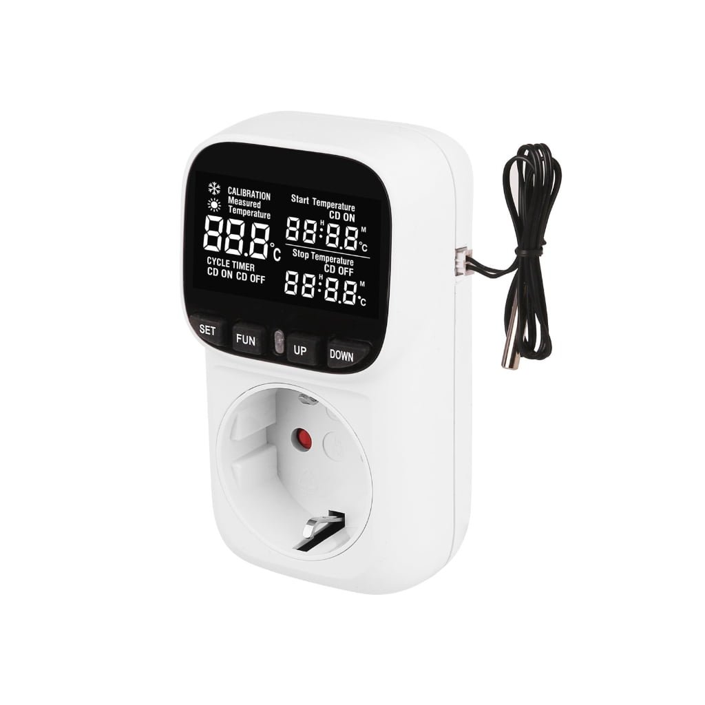 Digital Temperature Controller Plug, Big LCD Thermostat with External Sensor