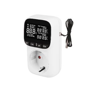 Digital Temperature Controller Plug, Big LCD Thermostat with External Sensor