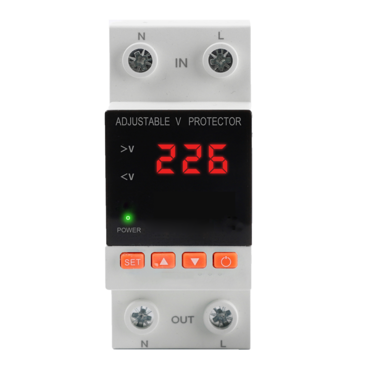 DIN Rail Adjustable Voltage Protector, Clear Status Display Screen