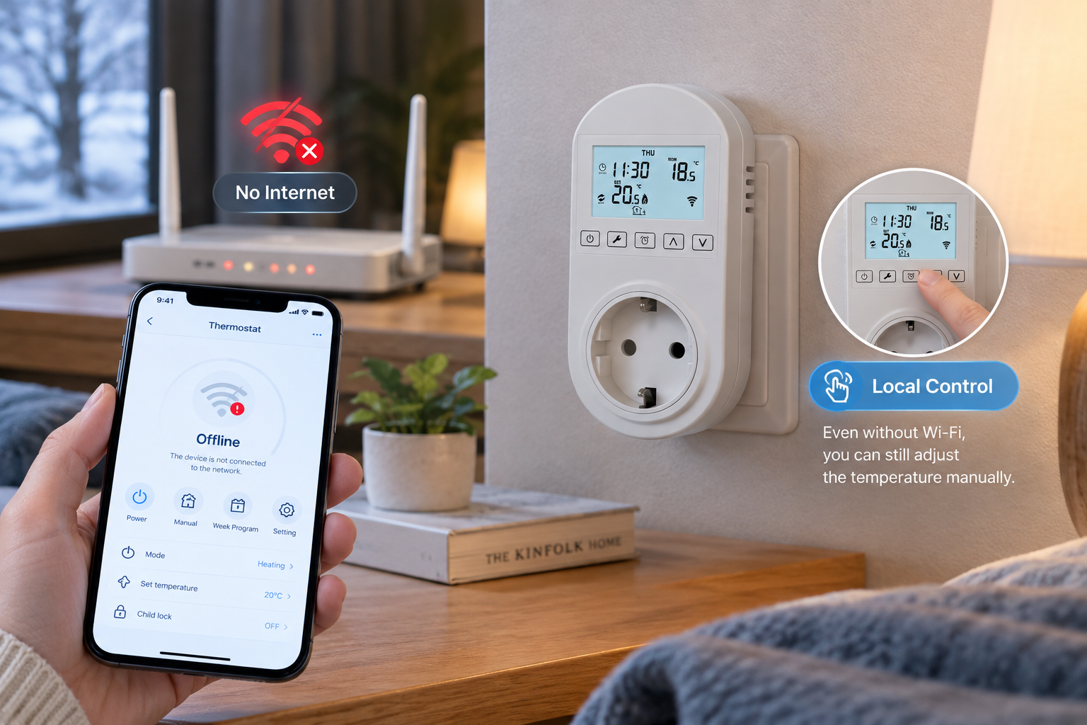 smart thermostat offline local control