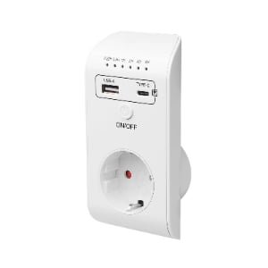 Multi‑Country Timer Plug with Dual Charging Ports (2.4A + Type‑C) and Simple Control
