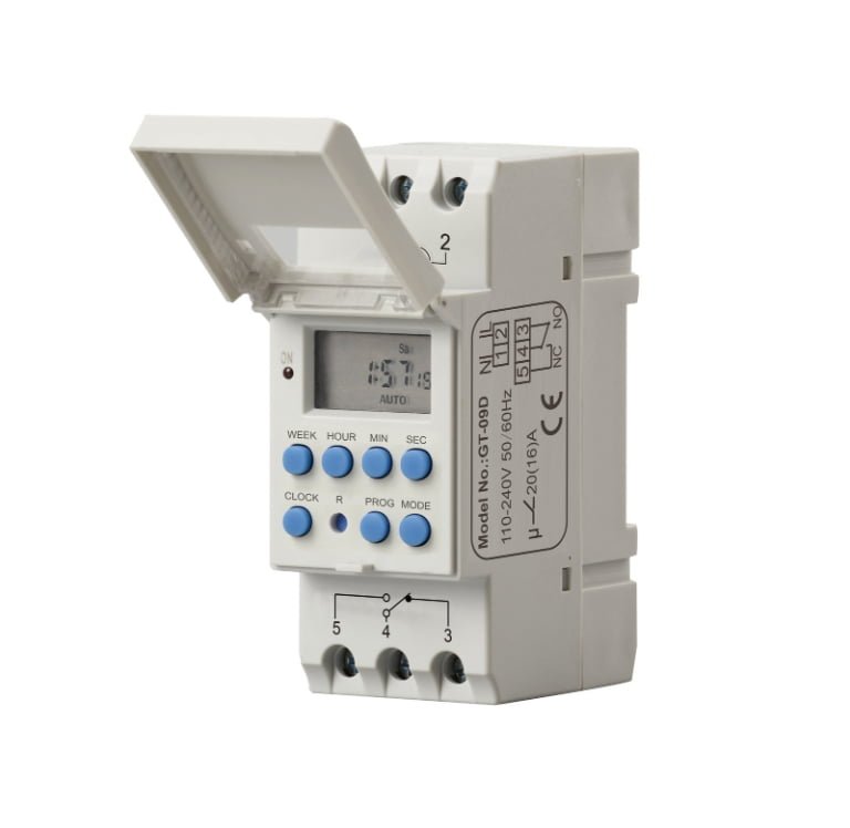 Electronic Timer Switch with 28 ON/OFF Daily – Round‑Key Interface, 7‑Day, 16A, 36mm Wide