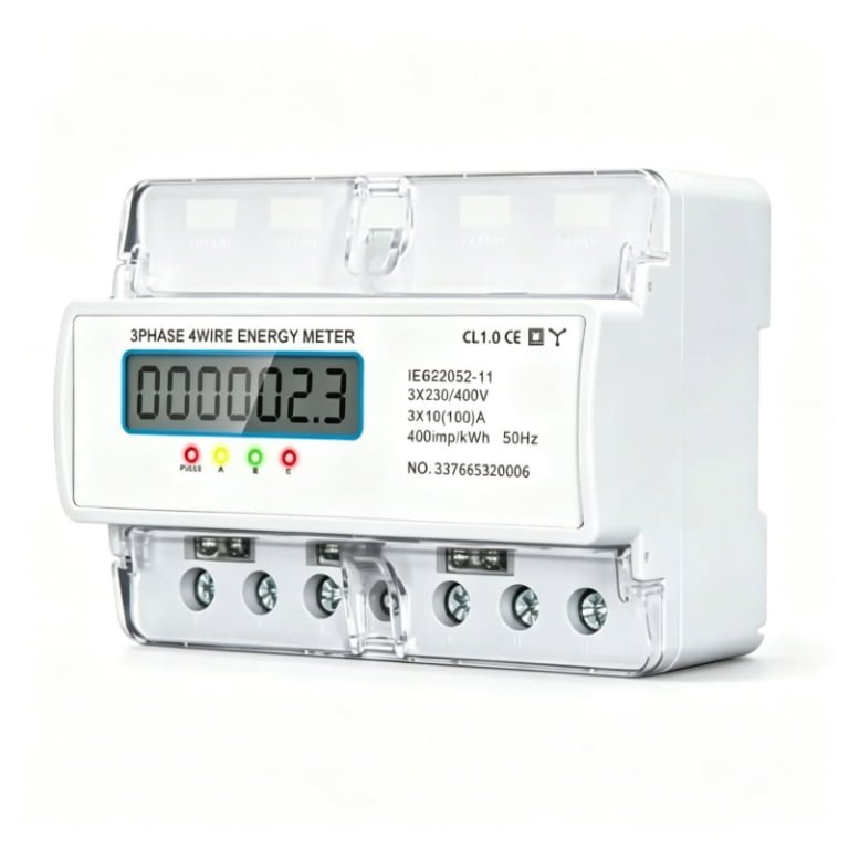 Three-Phase DIN Rail Energy Meter, 3×220/380V, Digital Display