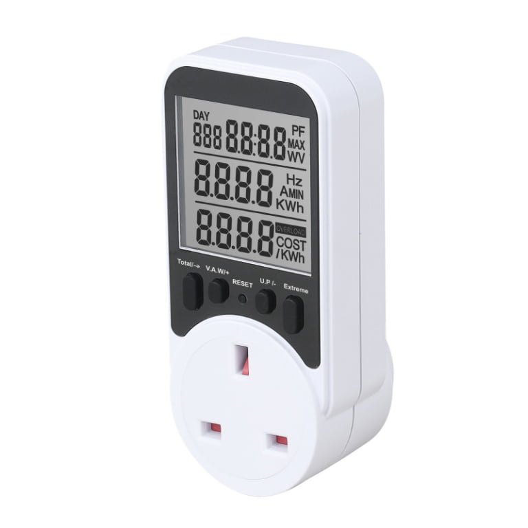 Watt Meter with Backlit Screen & Child‑Proof Socket – 13A Capacity for Home Appliances