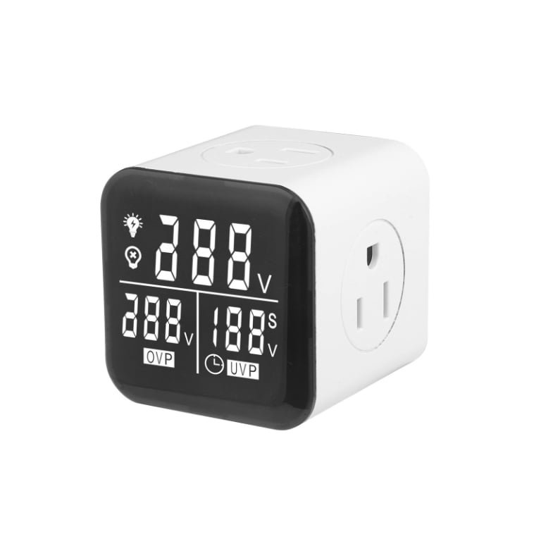 Squared LCD Voltage Protector Socket, Compact and Portable