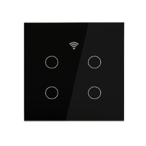 WiFi Smart Touch Wall Switch, 4-Gang Glass Panel, Modern Smart Home Control