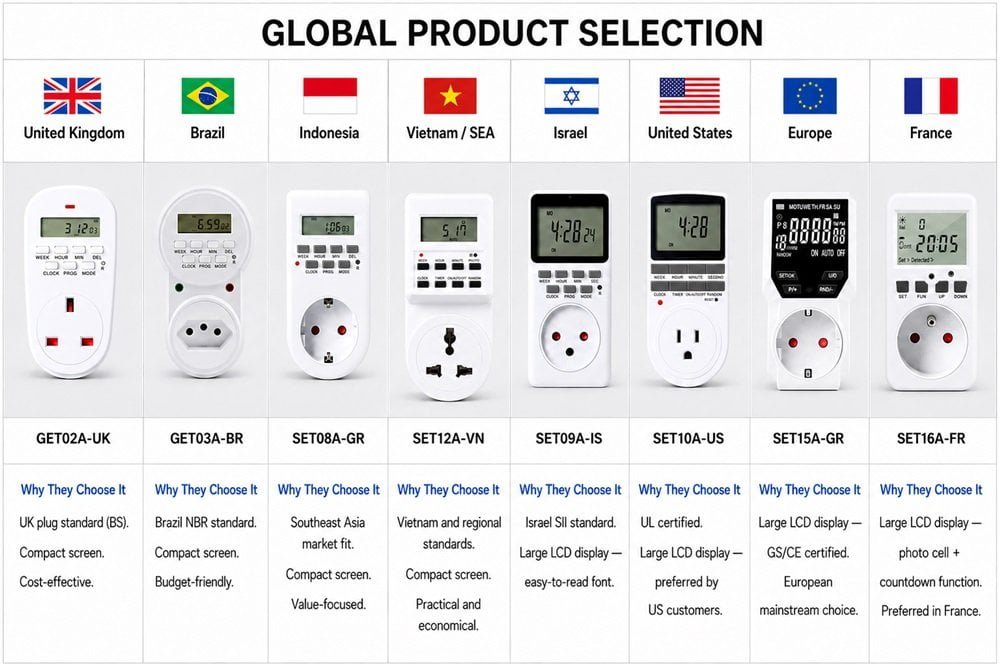 Global customers comparing timer socket display preferences
