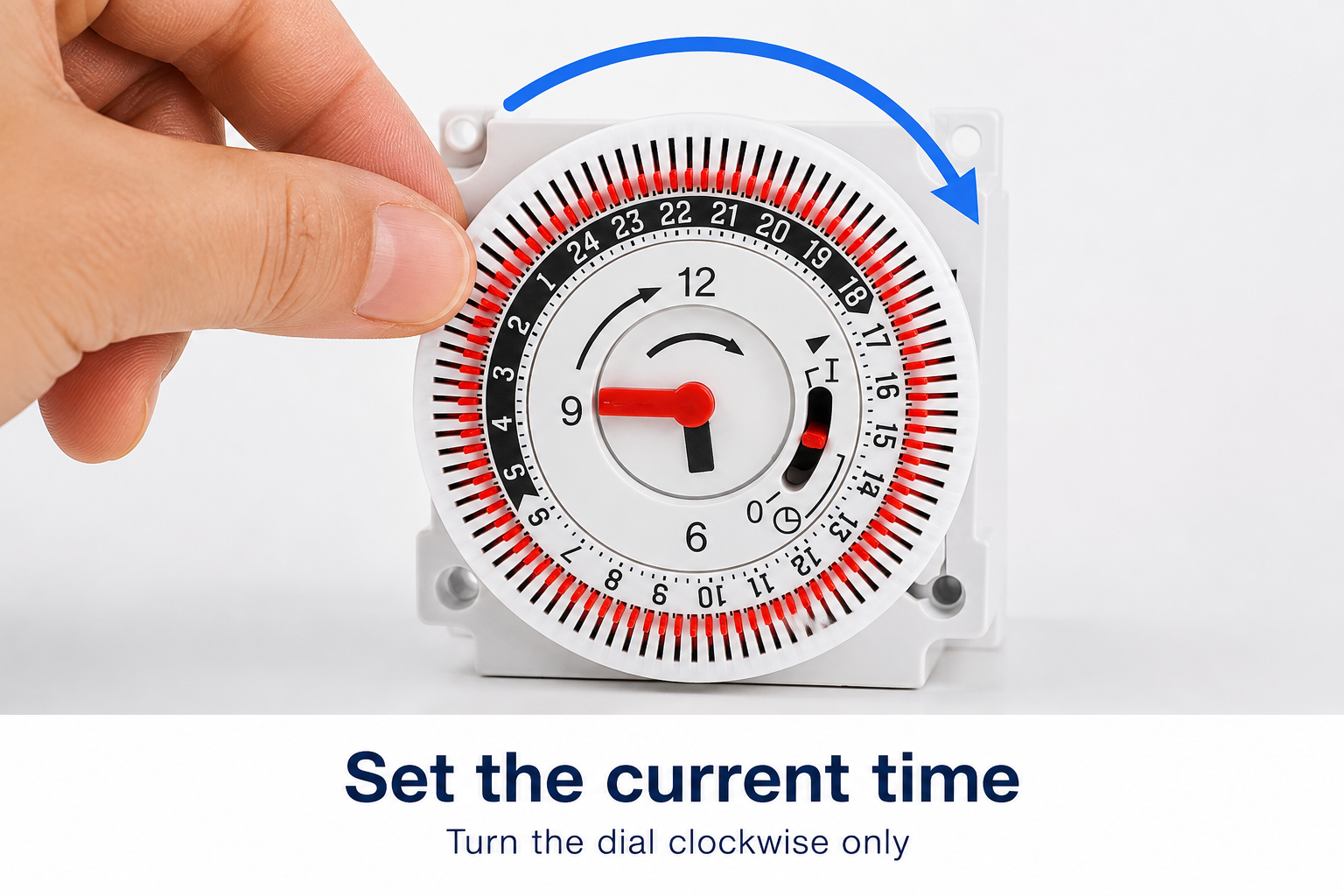 Close-up of connecting the industrial timer to a power source on a workbench