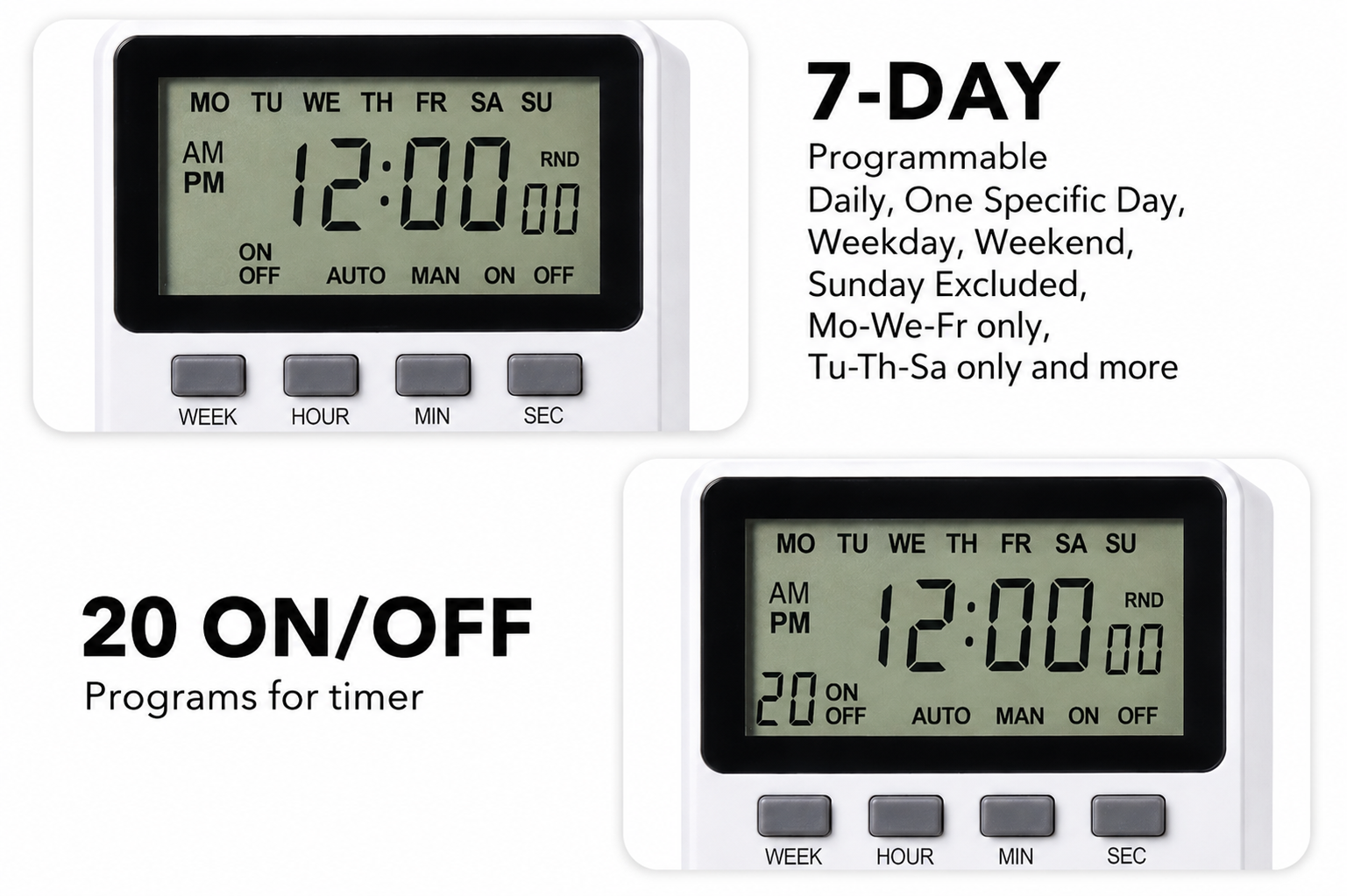 Step 3: configuring ON and OFF program times