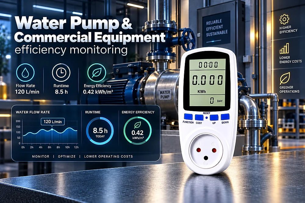 Water pump and commercial equipment monitored for efficiency