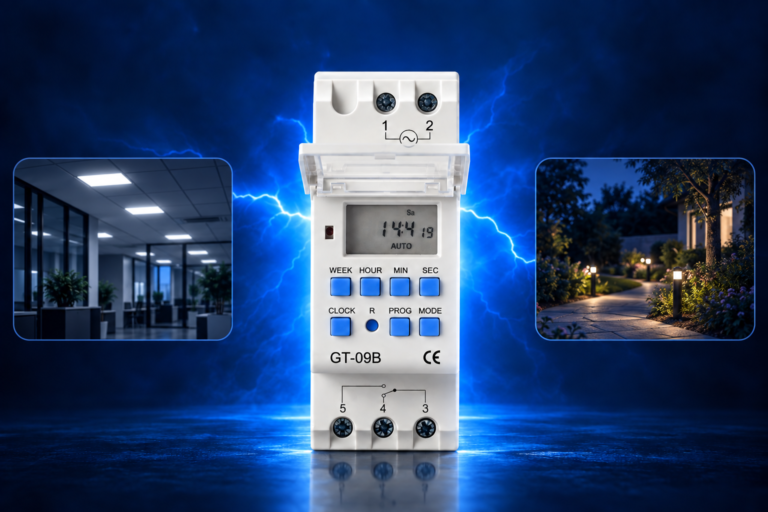 How to wire a din rail timer to control lighting circuits？